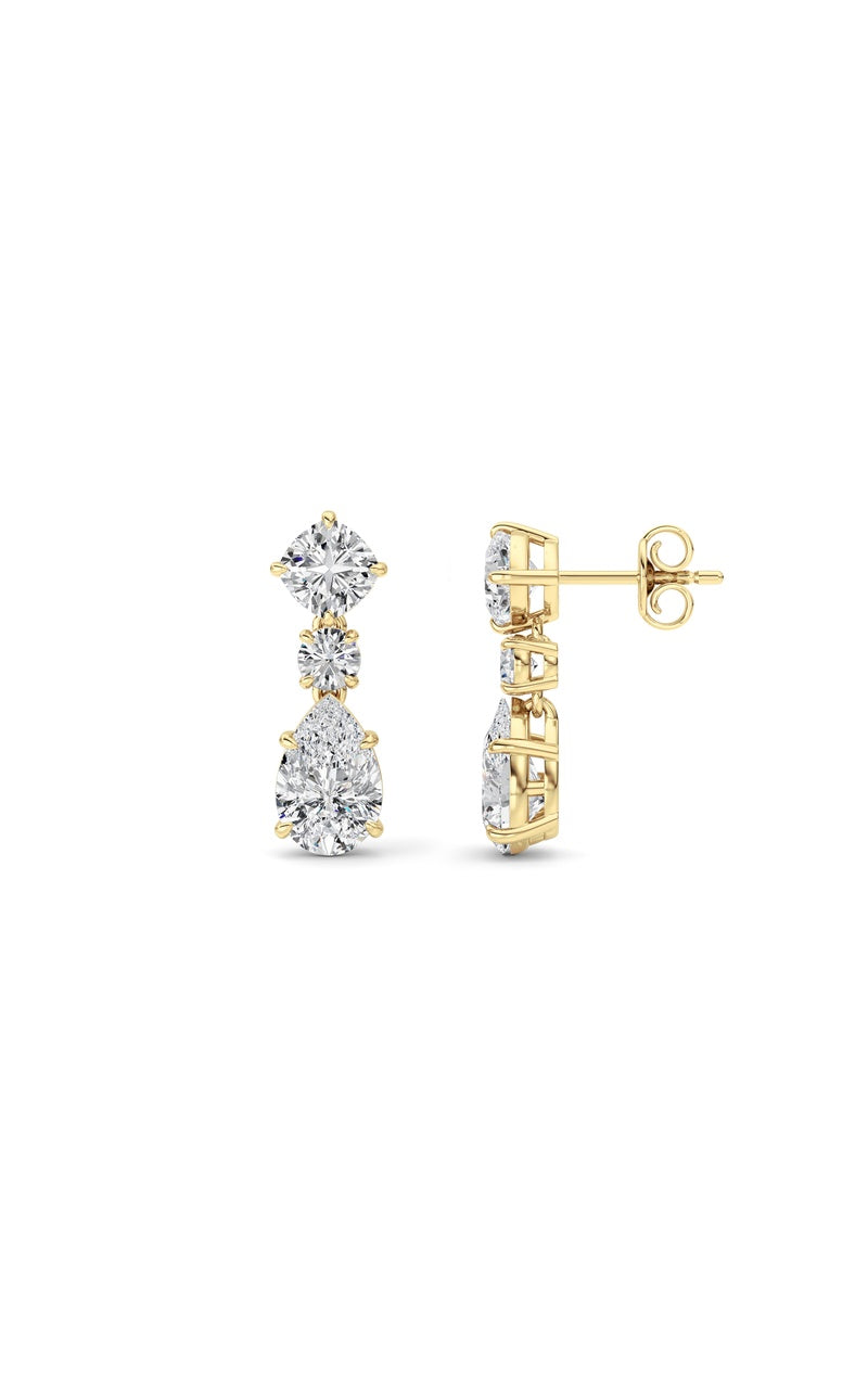 5Cttw Pear Shaped Lab Grown Diamond (F/VS) DangleEarrings in 14K Gold
