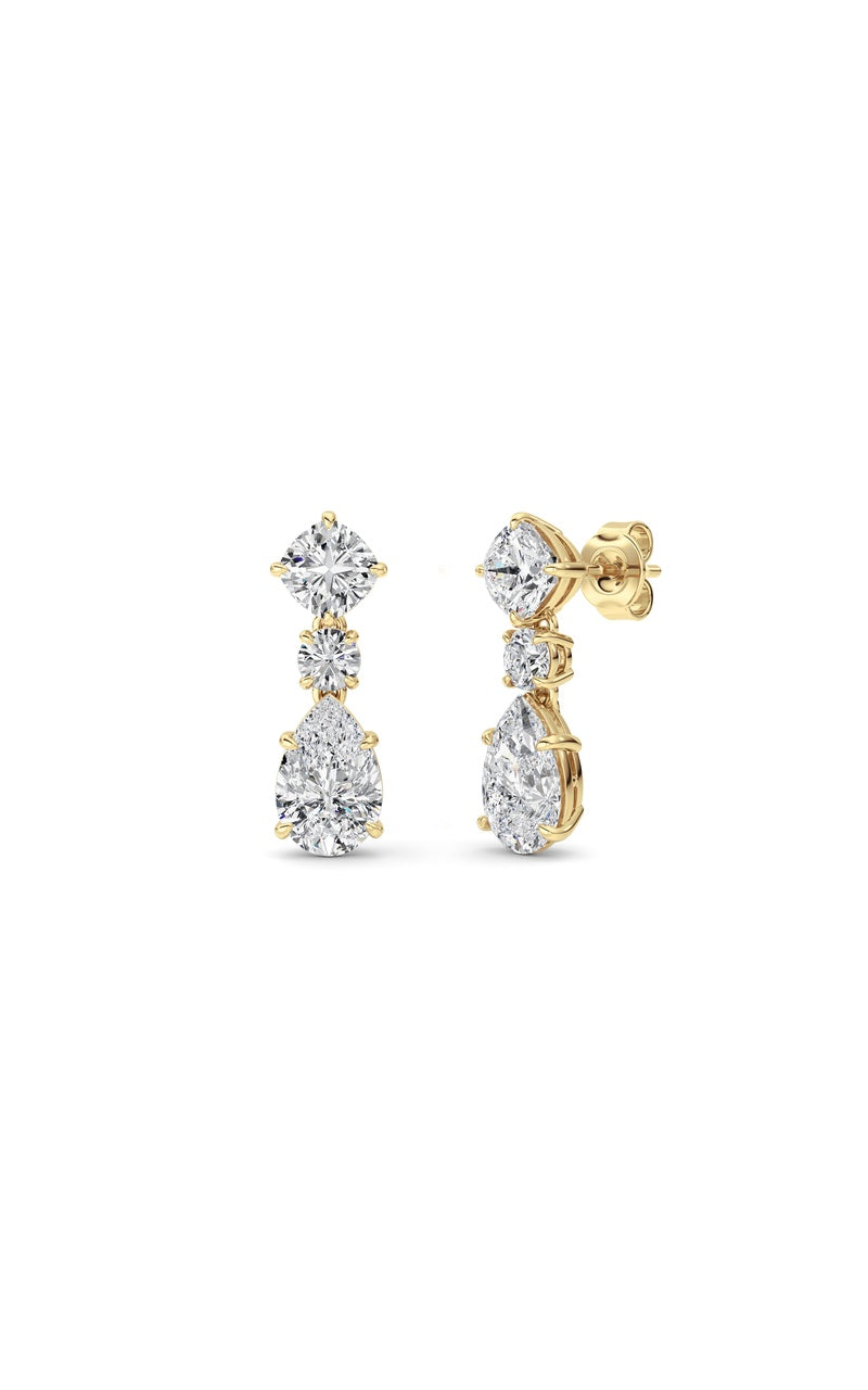 5CTW Pear Shaped Lab Grown Diamond (F/VS) Dangle Earrings in 14K Gold