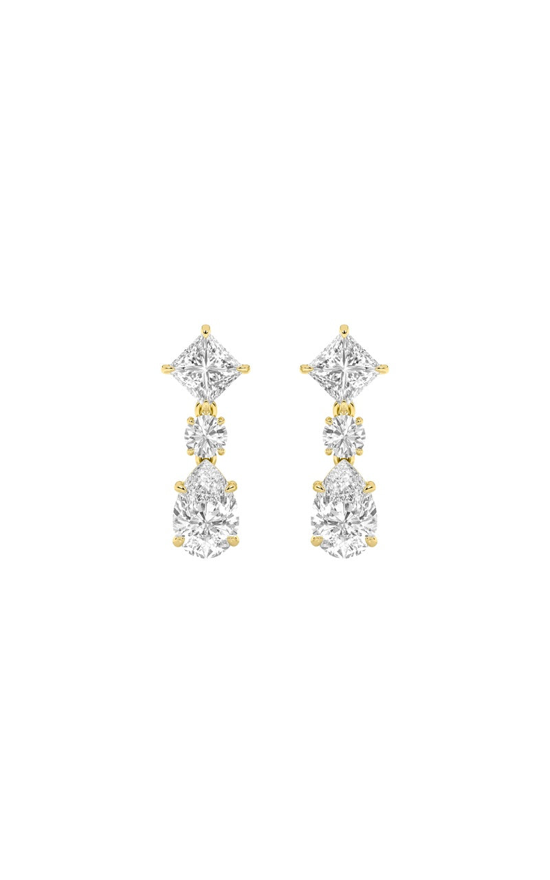 5.5CTW Pear Shaped Lab Grown Diamond (F/VS) Dangle Earrings in 14K Gold