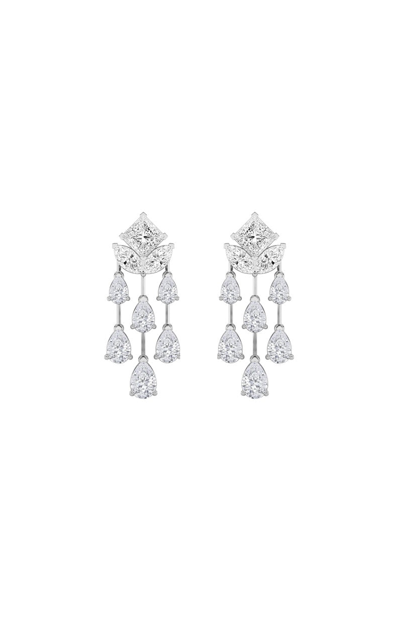 7CTW Princess Shaped Lab Grown Diamond (F/VS) Dangle Earrings in 14K Gold