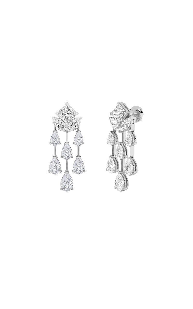 7CTW Princess Shaped Lab Grown Diamond (F/VS) Dangle Earrings in 14K Gold