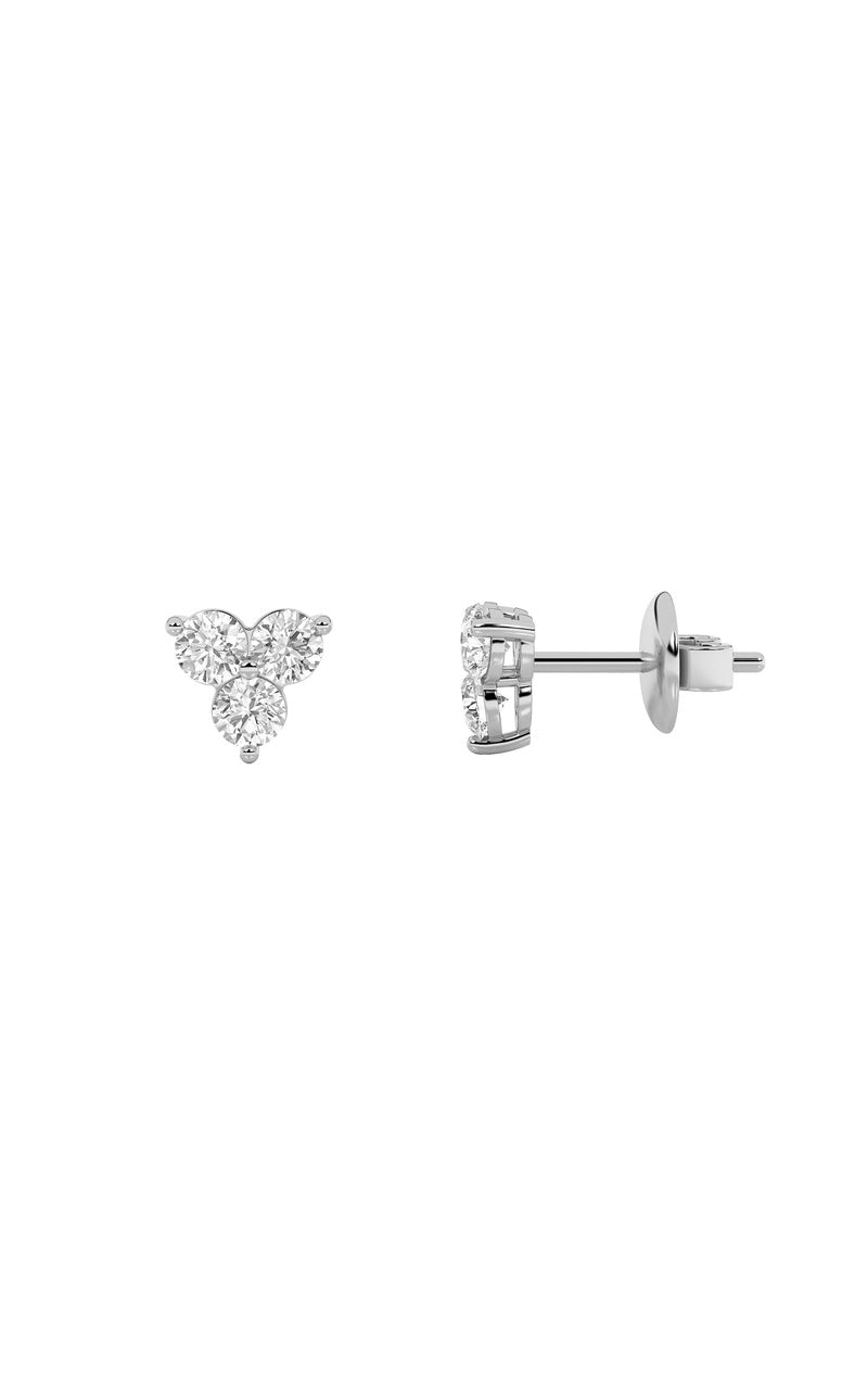 1.5CTW Round Shaped Lab Grown Diamond (F/VS) Three Stone Earrings in 14K Gold