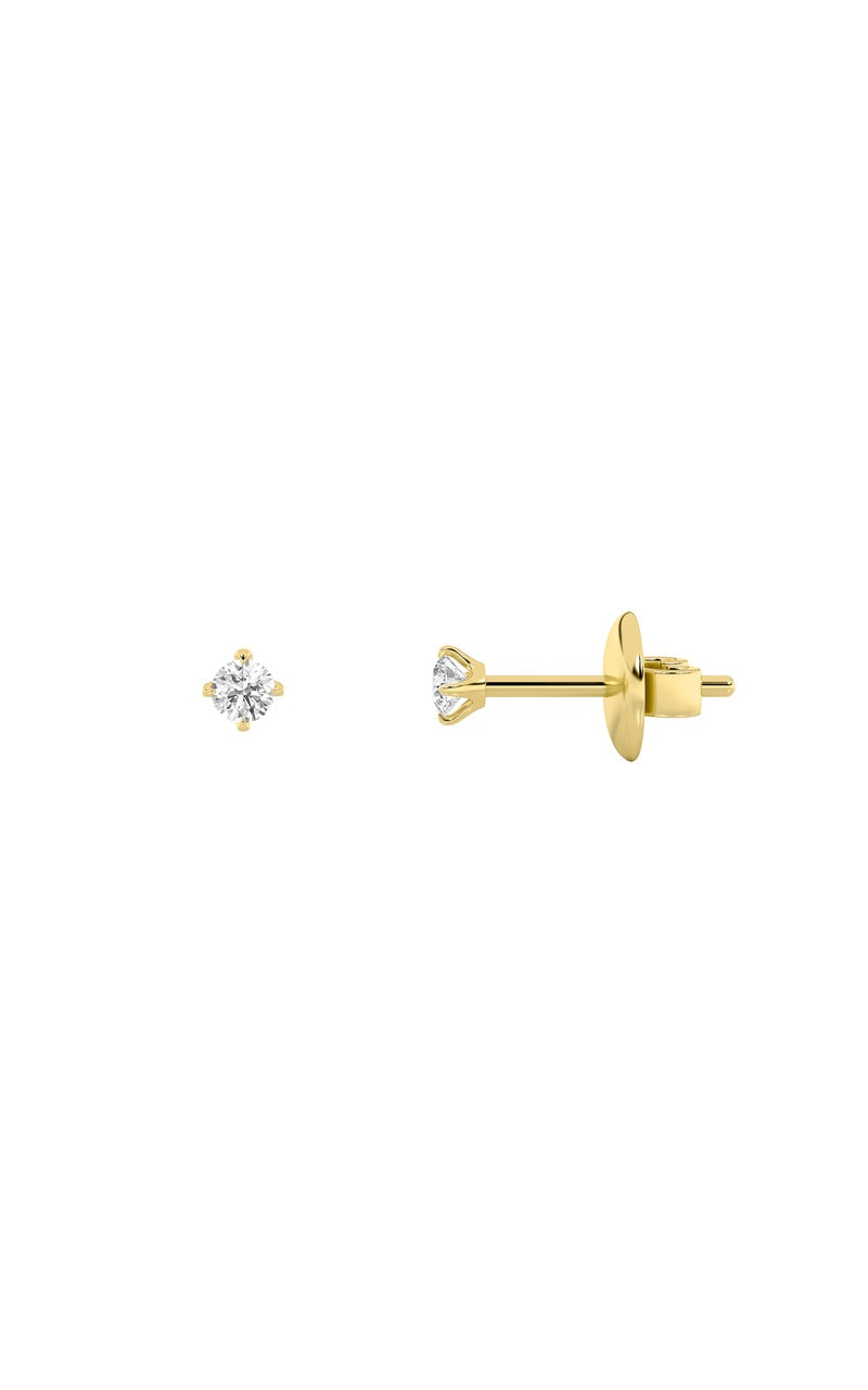 0.25CTW Round Shaped Lab Grown Diamond (F/VS) Stud Earrings in 14K Gold, 14K Yellow Gold