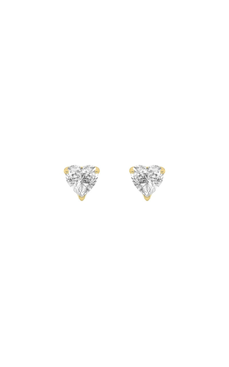2Cttw Heart Shaped Lab Grown Diamond (F/VS) HeartShaped Earrings in 14K Gold