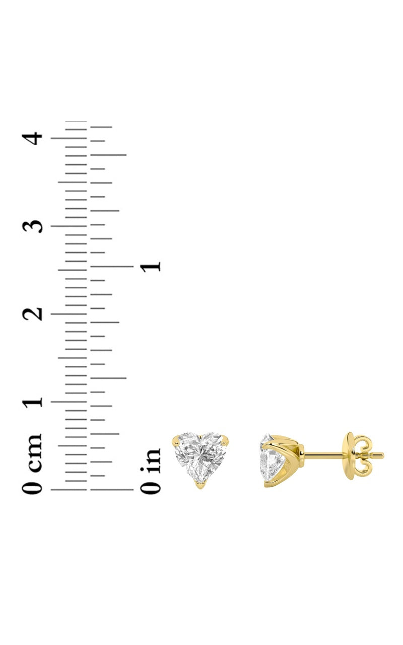 2Cttw Heart Shaped Lab Grown Diamond (F/VS) Heart Shaped Earrings in 14K Gold