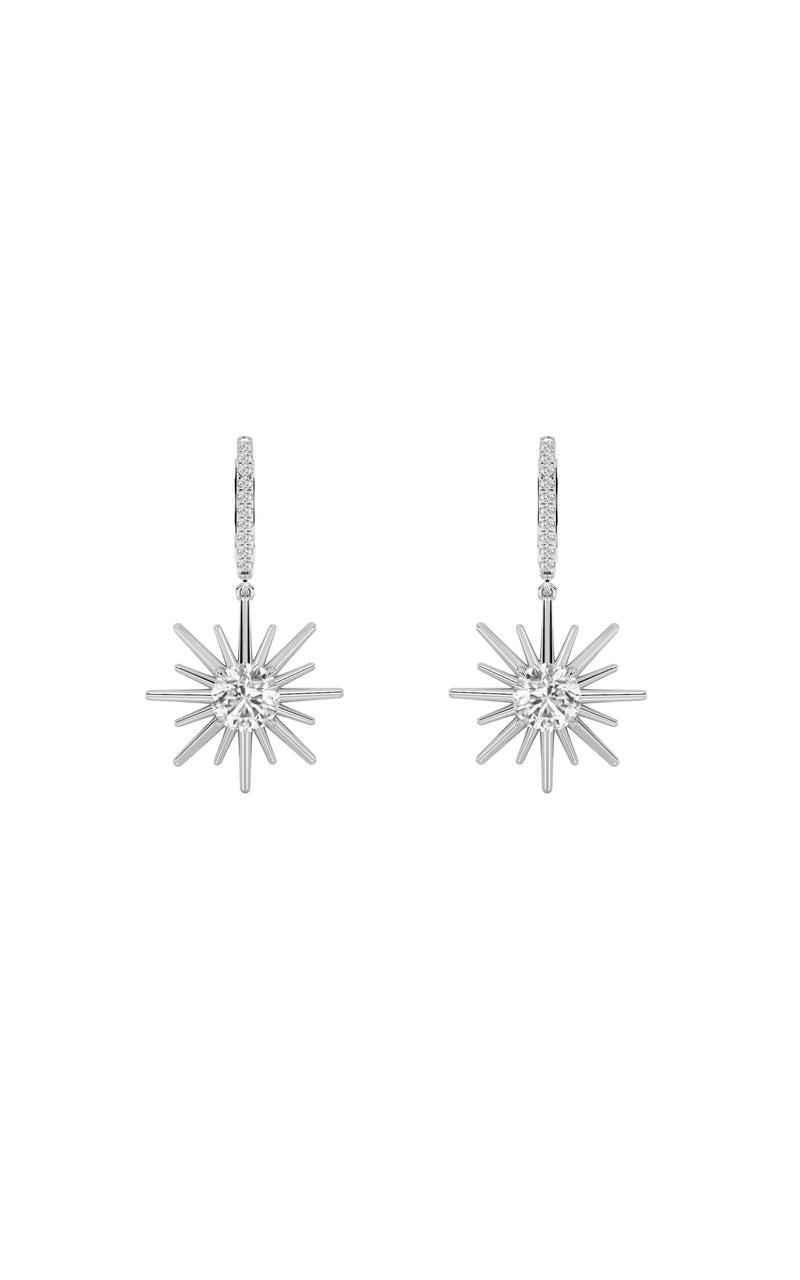 2Cttw Round Shaped Lab Grown Diamond (F/VS) Dangle Earrings in 14K Gold
