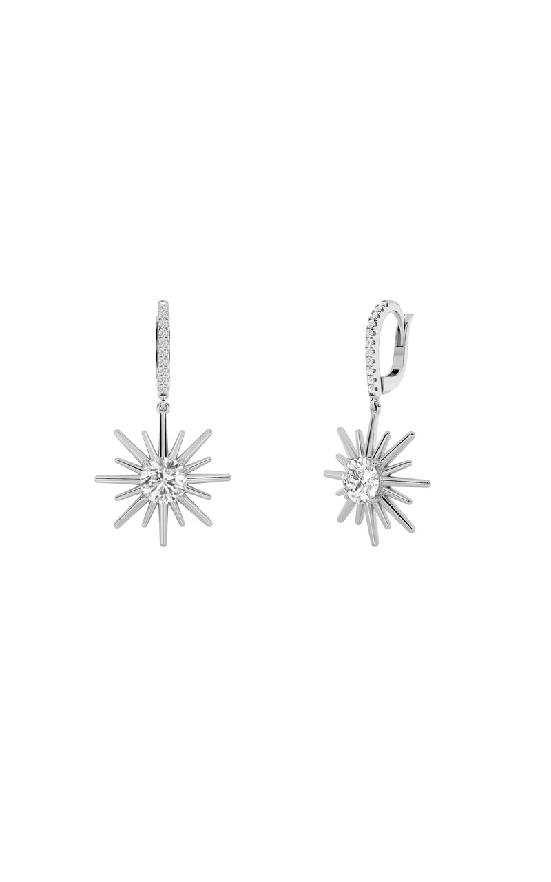 2Cttw Round Shaped Lab Grown Diamond (F/VS) DangleEarrings in 14K Gold