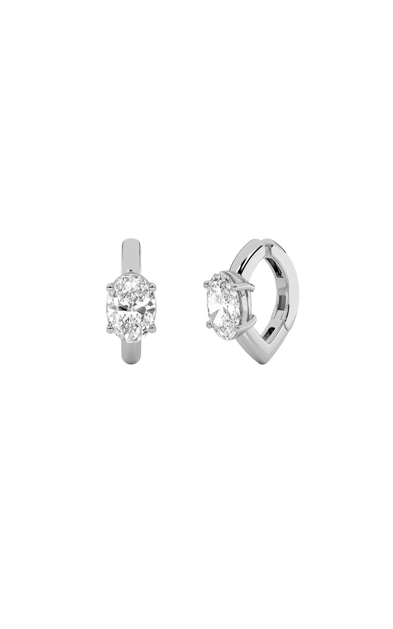 0.25Cttw Oval Shaped Lab Grown Diamond (F/VS) Huggie Cuff Earrings in 14K Gold