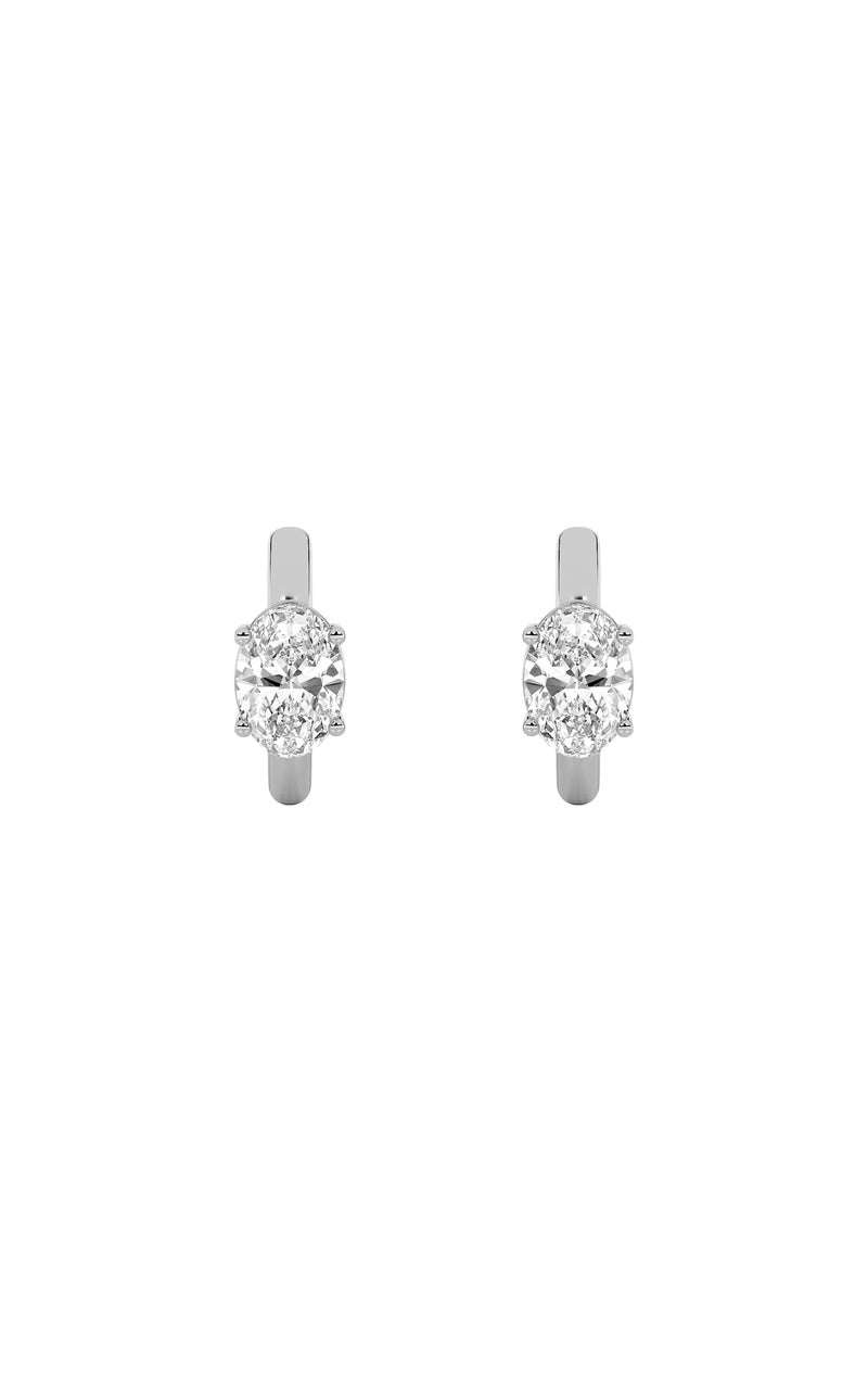0.5Cttw Oval Shaped Lab Grown Diamond (F/VS) Huggie Cuff Earrings in 14K Gold