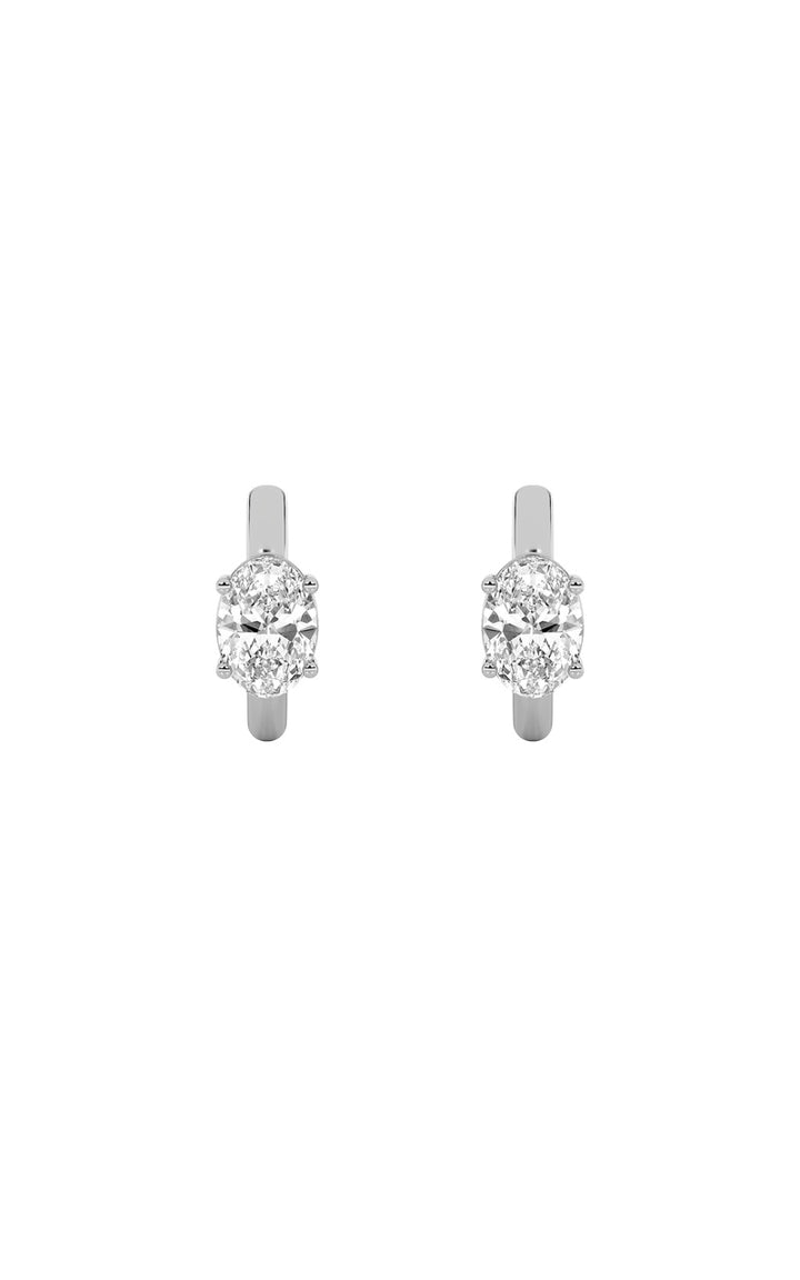 0.5CTW Oval Shaped Lab Grown Diamond (F/VS) Huggie Cuff Half Pair Earrings in 14K Gold