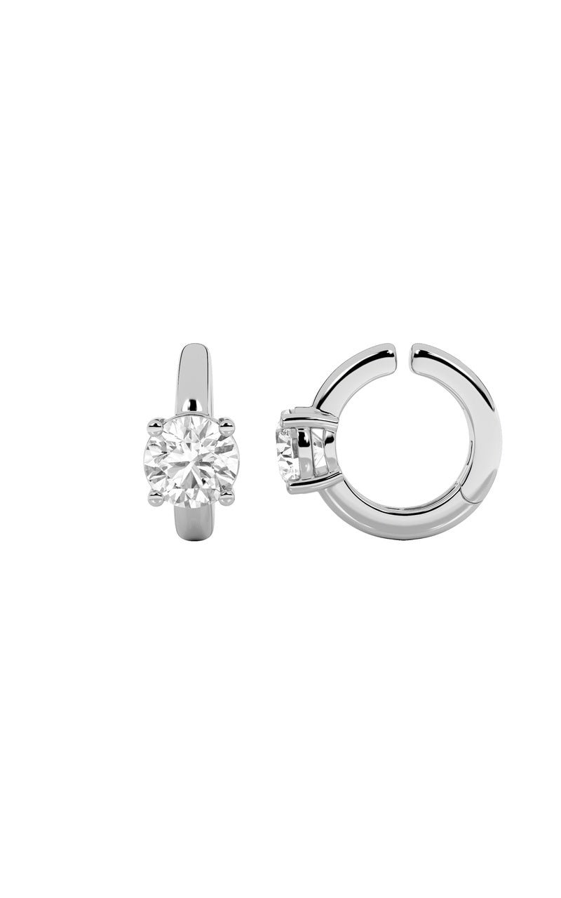 0.25Cttw Round Shaped Lab Grown Diamond (F/VS) Huggie Cuff Earrings in 14K Gold