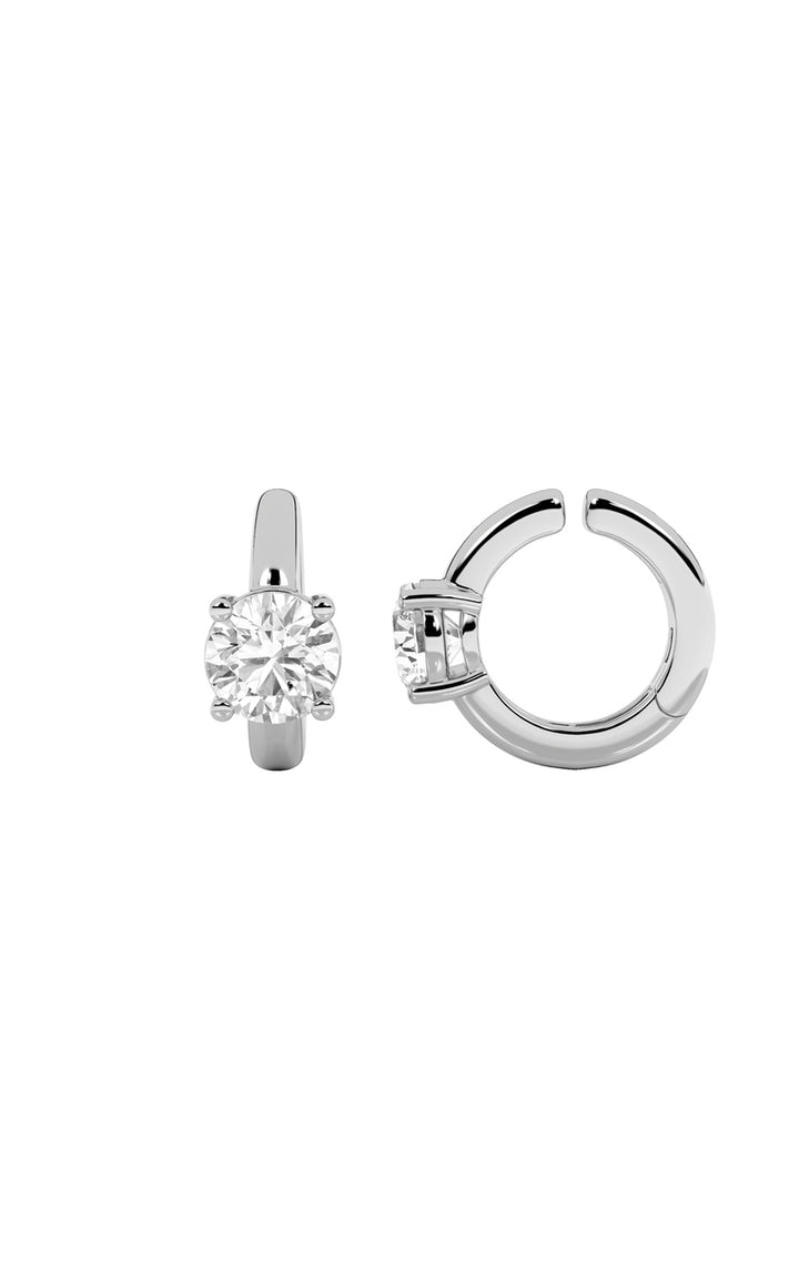 0.25Cttw Round Shaped Lab Grown Diamond (F/VS) Huggie Cuff Earrings in 14K Gold
