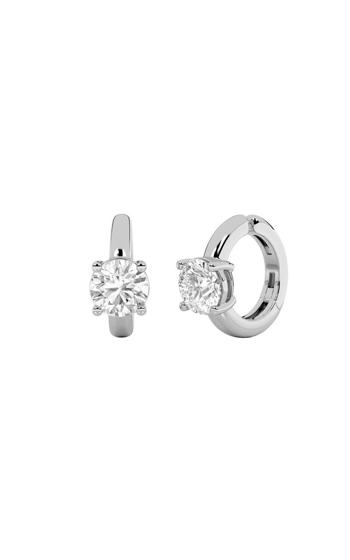 0.25Cttw Round Shaped Lab Grown Diamond (F/VS) Huggie Cuff Earrings in 14K Gold
