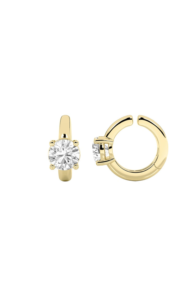 0.5Cttw Round Shaped Lab Grown Diamond (F/VS) Huggie Cuff Earrings in 14K Gold