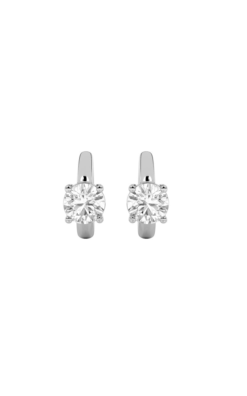 0.5CTW Round Shaped Lab Grown Diamond (F/VS) Huggie Cuff Half Pair Earrings in 14K Gold