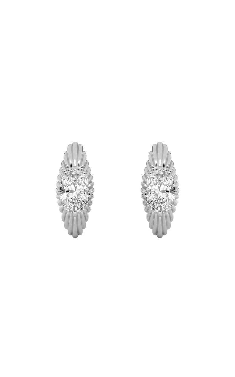 2Cttw Oval Shaped Lab Grown Diamond (F/VS) HuggieEarrings in 14K Gold