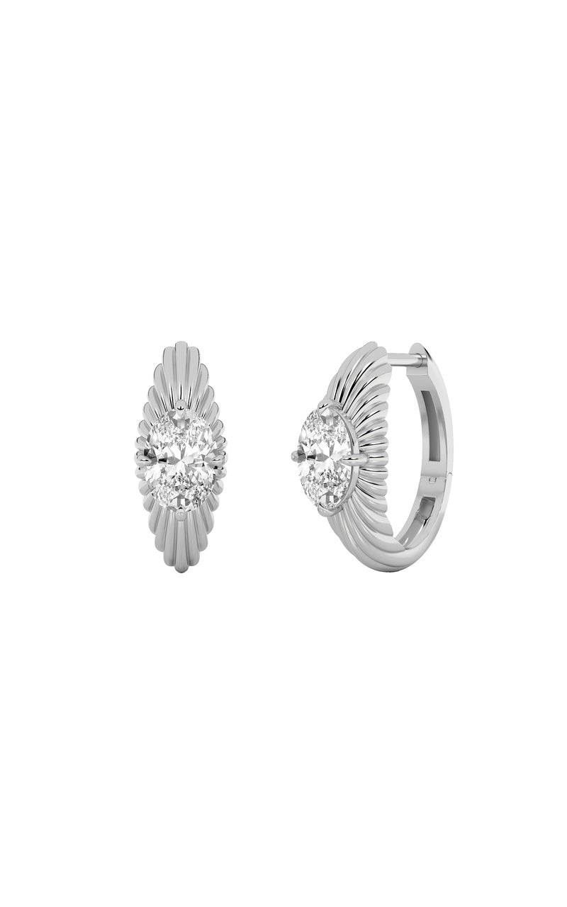 2Cttw Oval Shaped Lab Grown Diamond (F/VS) HuggieEarrings in 14K Gold