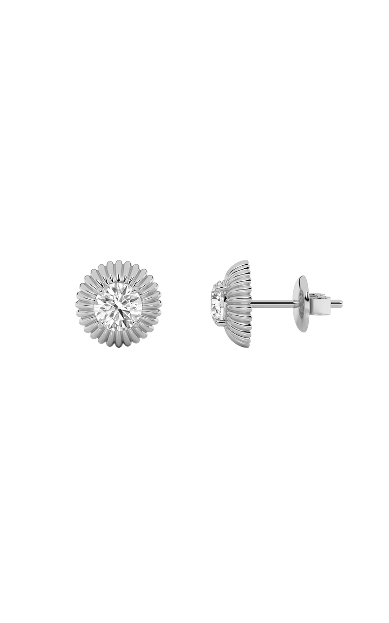 2Cttw Round Shaped Lab Grown Diamond (F/VS) Vintage Inspired Stud Earrings in 14K Gold