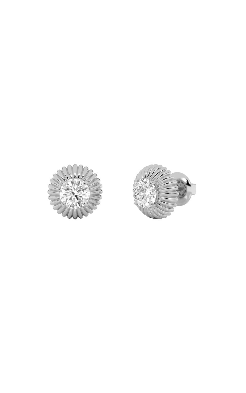 2Cttw Round Shaped Lab Grown Diamond (F/VS) Vintage Inspired Stud Earrings in 14K Gold