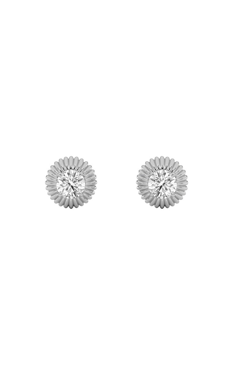2CTW Round Shaped Lab Grown Diamond (F/VVS) Vintage Inspired Stud Earrings in 14K Gold