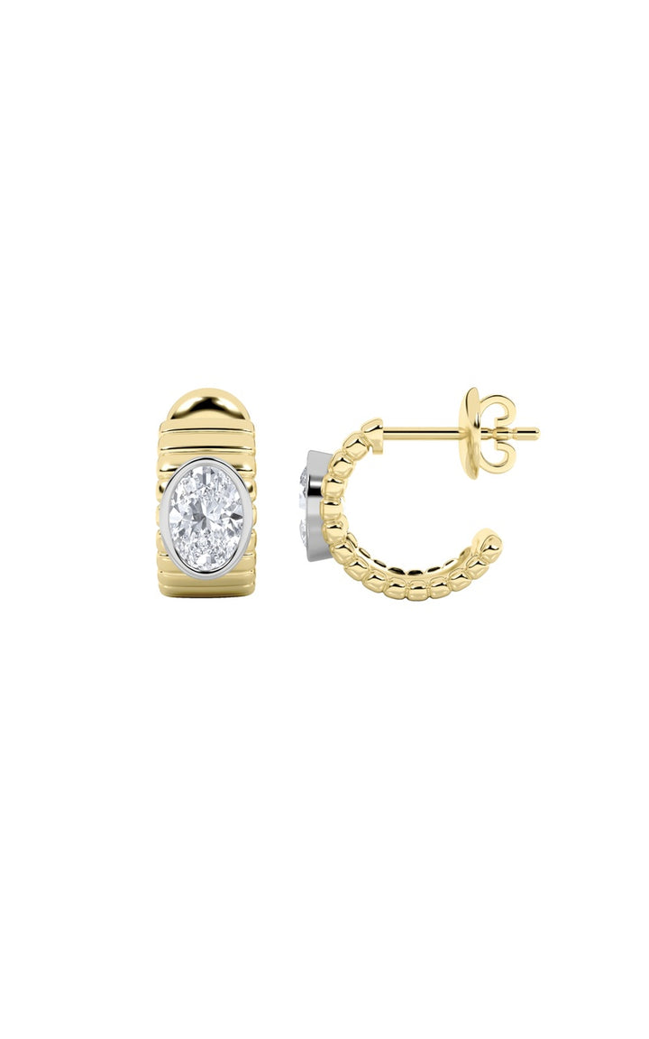 2CTW Oval Shaped Lab Grown Diamond (F/VS) Fashion Earrings in 14K Gold