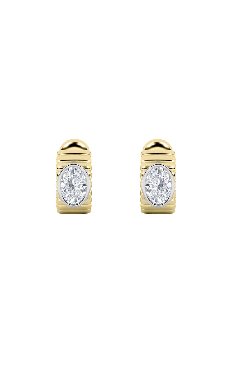 2Cttw Oval Shaped Lab Grown Diamond (F/VS) FashionEarrings in 14K Gold
