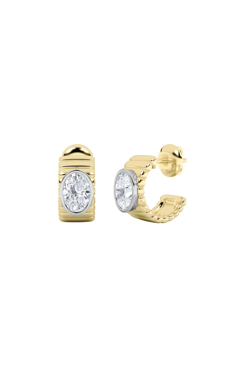 2Cttw Oval Shaped Lab Grown Diamond (F/VS) FashionEarrings in 14K Gold
