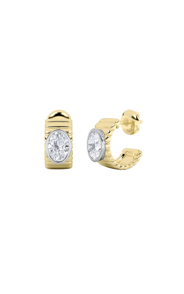 2Cttw Oval Shaped Lab Grown Diamond (F/VS) FashionEarrings in 14K Gold