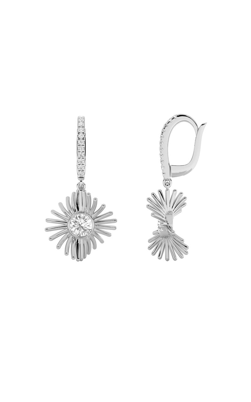 1CTW Round Shaped Lab Grown Diamond (F/VS) Dangle Fashion Earrings in 14K Gold