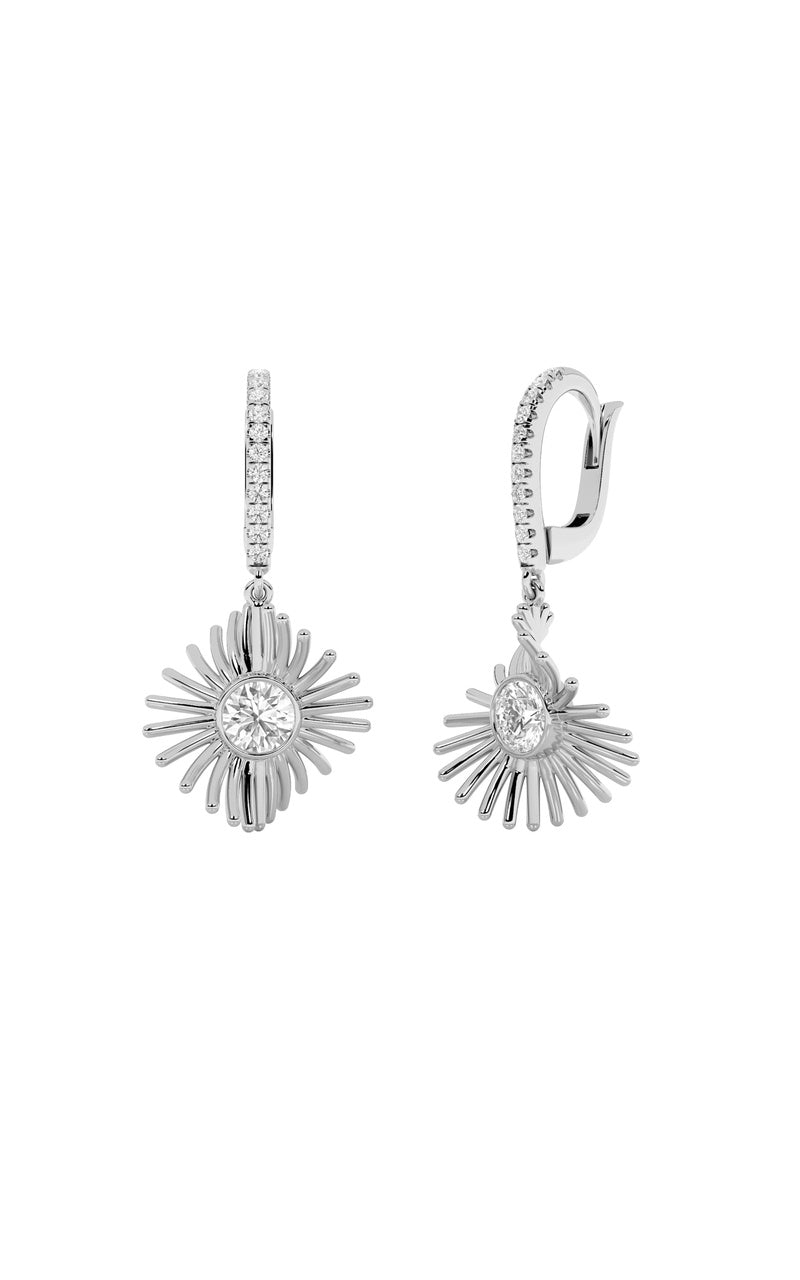 1Cttw Round Shaped Lab Grown Diamond (F/VS) DangleFashion Earrings in 14K Gold