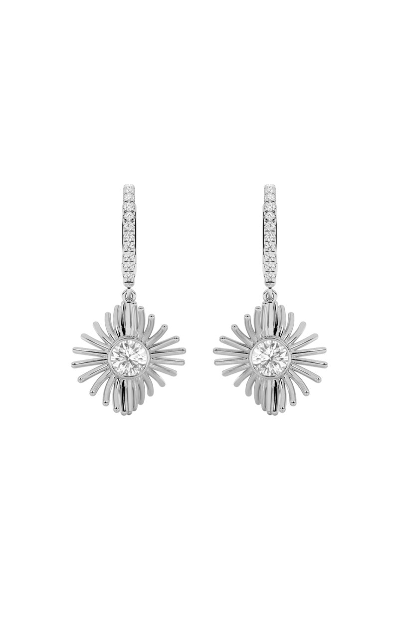 1Cttw Round Shaped Lab Grown Diamond (F/VS) DangleFashion Earrings in 14K Gold