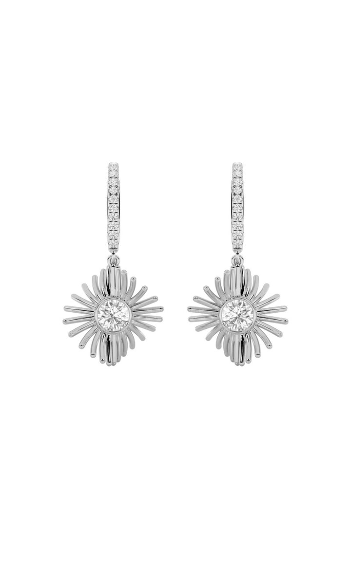 1Cttw Round Shaped Lab Grown Diamond (F/VS) DangleFashion Earrings in 14K Gold