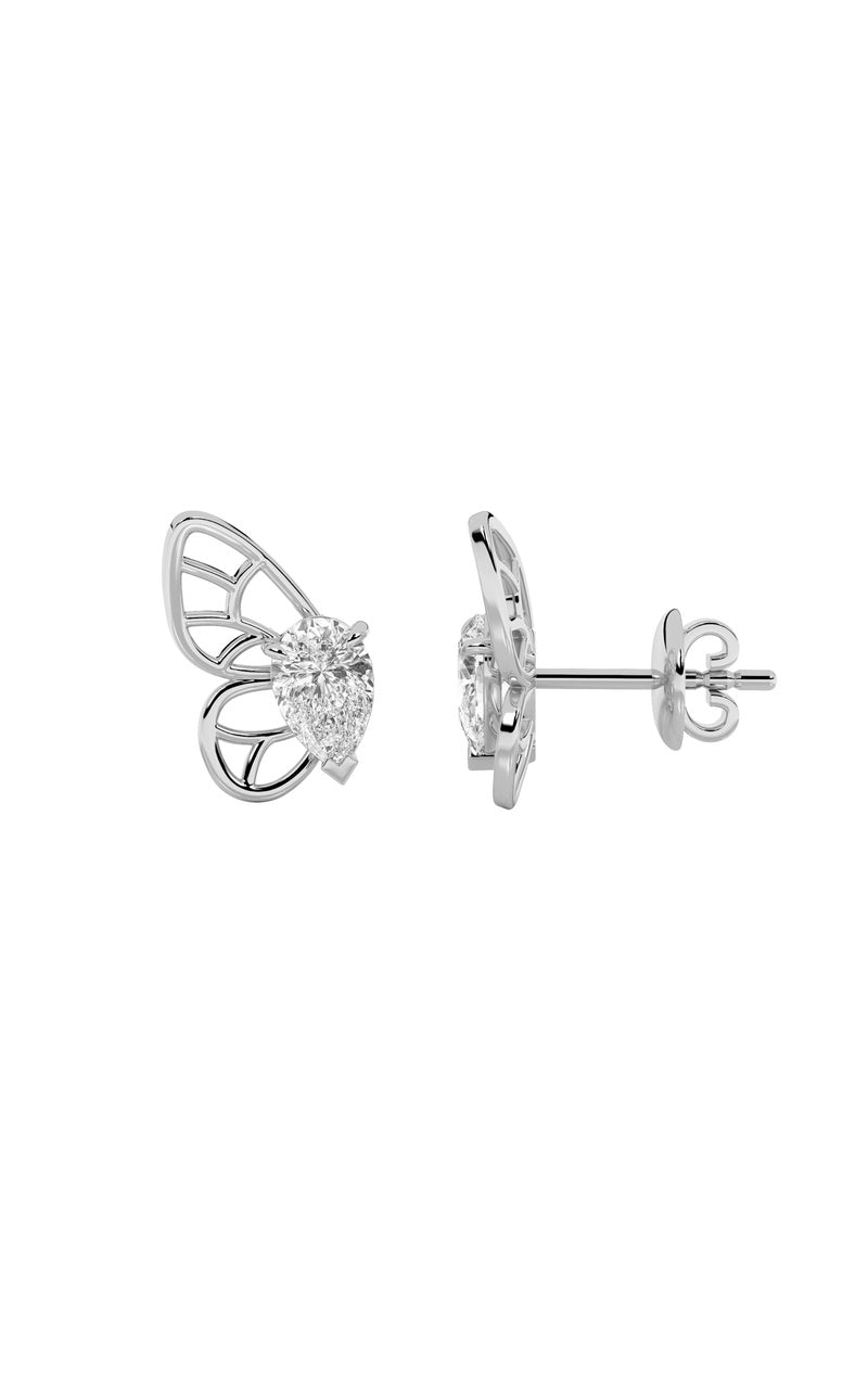 2CTW Pear Shaped Lab Grown Diamond (F/VS) Butterly Fashion Earrings in 14K Gold
