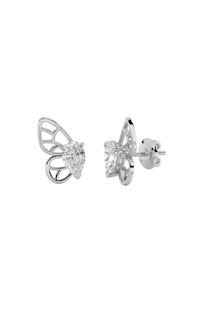2Cttw Pear Shaped Lab Grown Diamond (F/VS) Butterly Fashion Earrings in 14K Gold