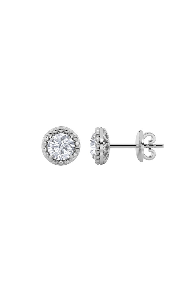 2CTW Round Shaped Lab Grown Diamond (F/VS) Stud Earrings in 14K Gold