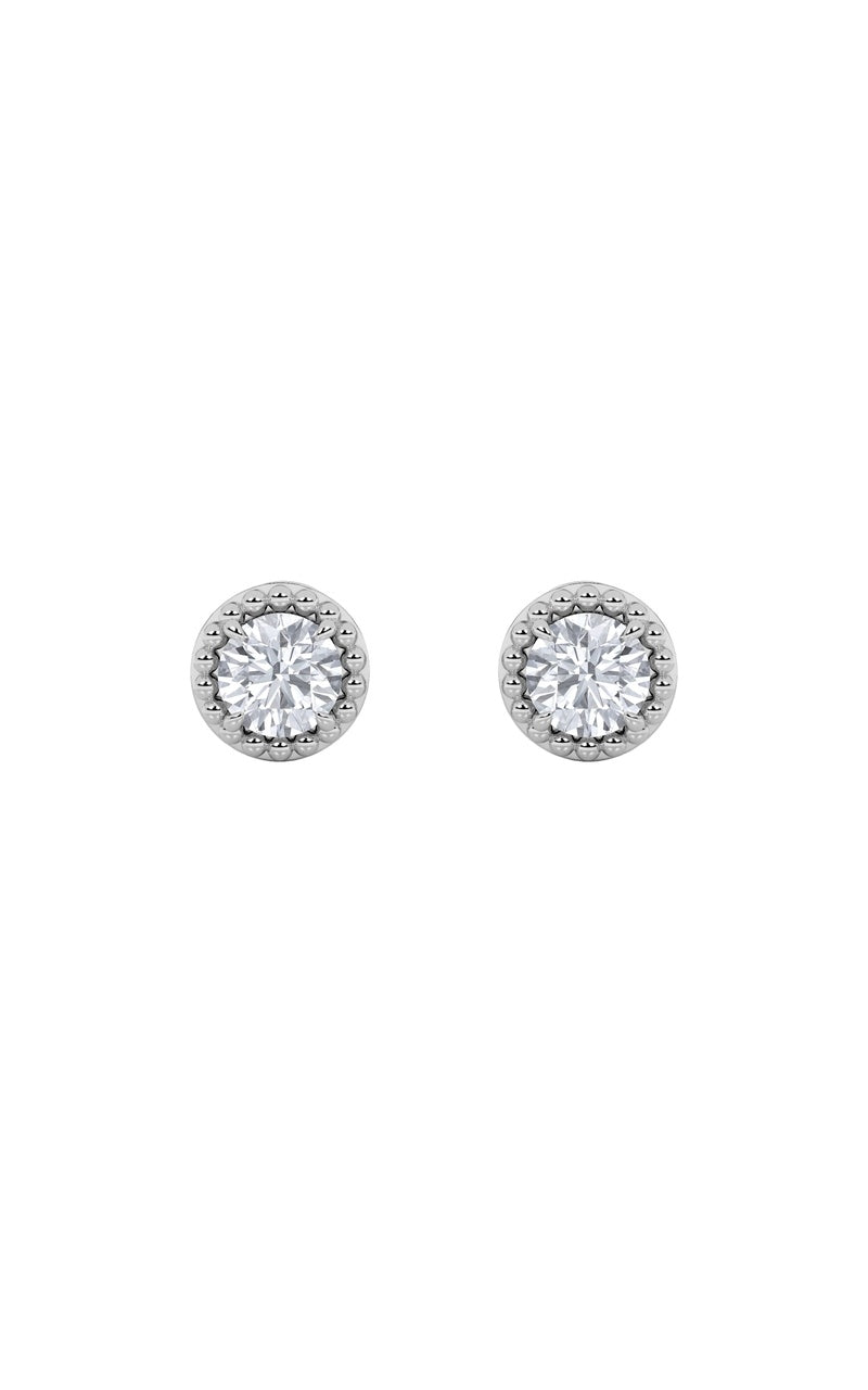 2CTW Round Shaped Lab Grown Diamond (F/VS) Stud Earrings in 14K Gold
