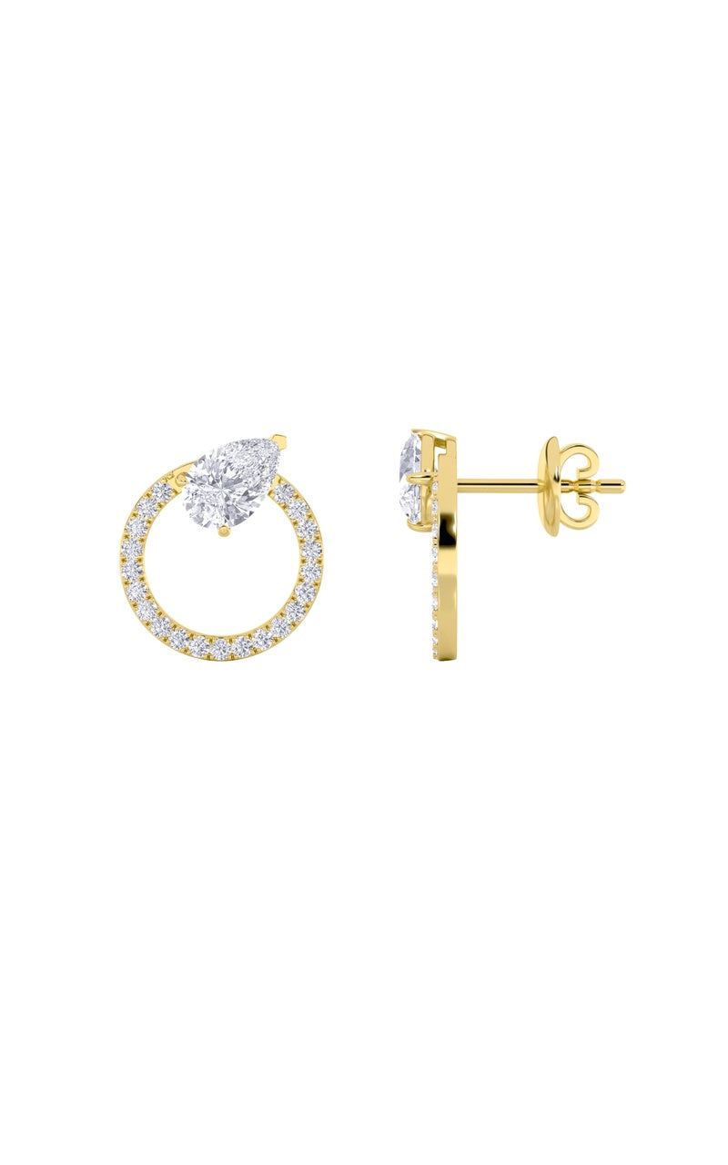 1.5CTW Pear Shaped Lab Grown Diamond (F/VS) Dangle Fashion Earrings in 14K Gold
