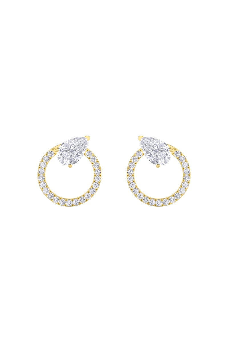 1.5CTW Pear Shaped Lab Grown Diamond (F/VS) Dangle Fashion Earrings in 14K Gold