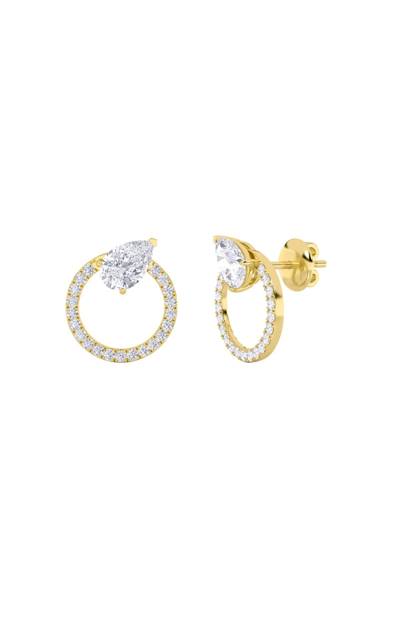 1.5Cttw Pear Shaped Lab Grown Diamond (F/VS) Dangle Fashion Earrings in 14K Gold