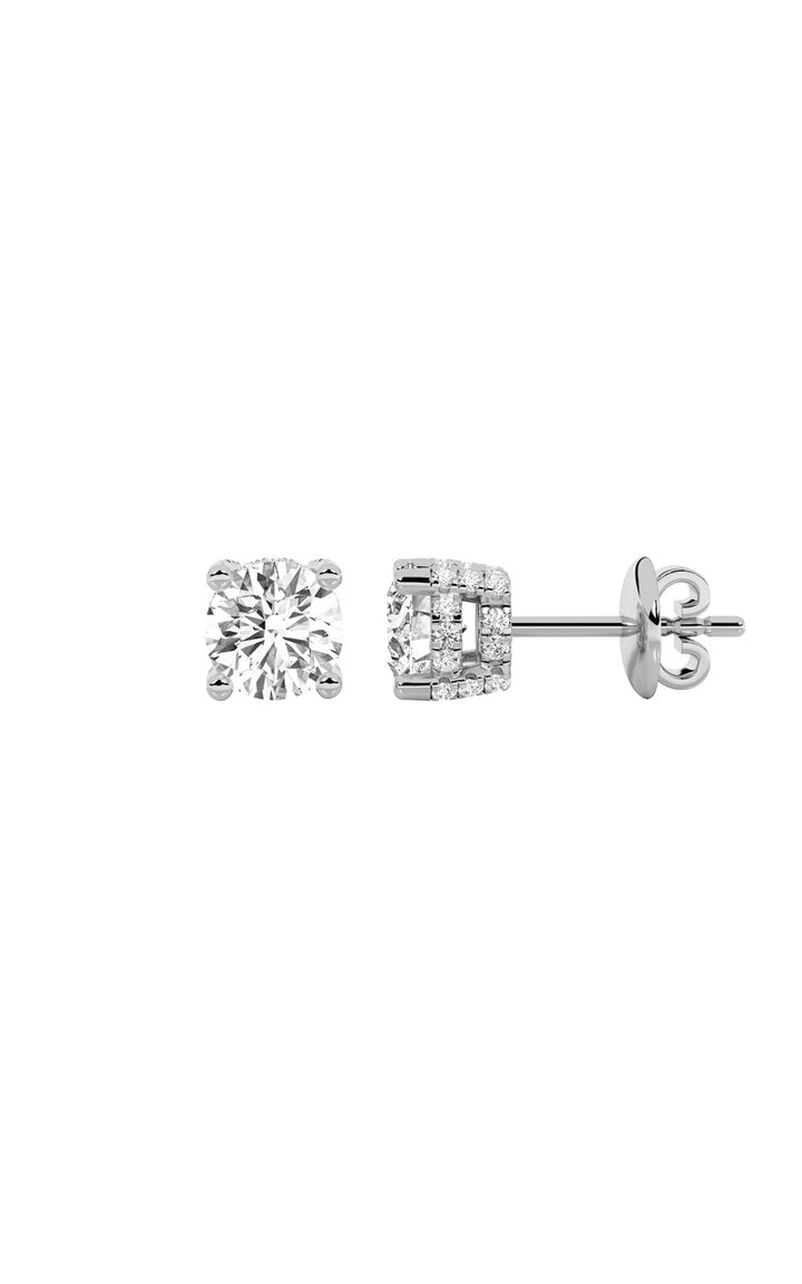 2Cttw Round Shaped Lab Grown Diamond (F/VS) Stud Earrings in 14K Gold