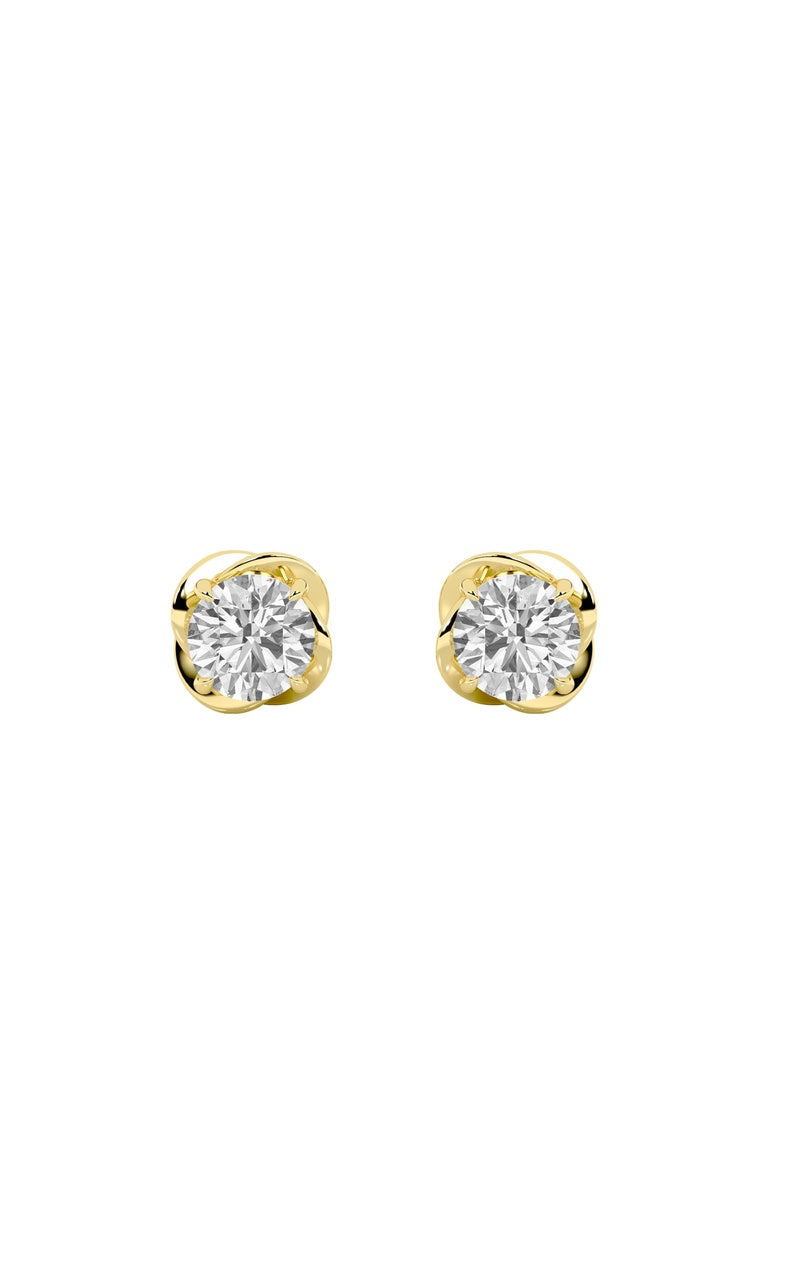2CTW Round Shaped Lab Grown Diamond (F/VS) Stud Earrings in 14K Gold