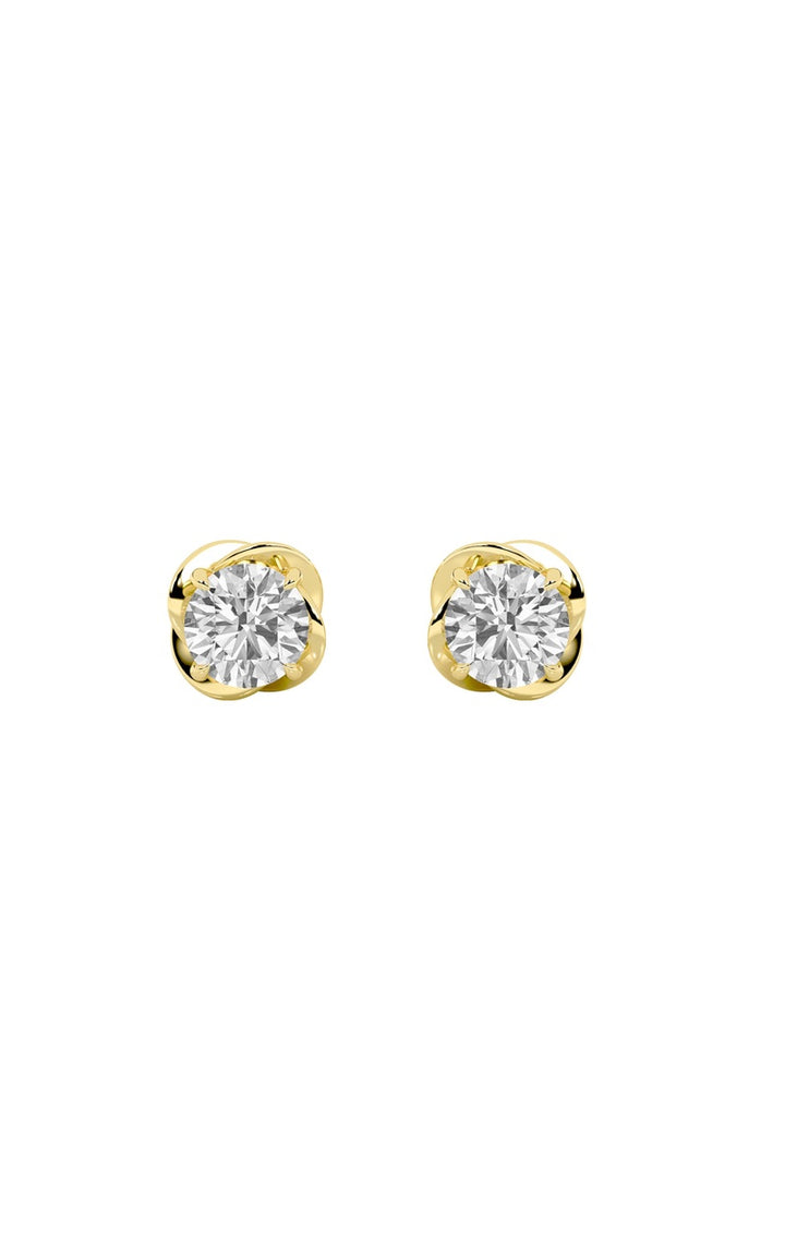 2CTW Round Shaped Lab Grown Diamond (F/VS) Stud Earrings in 14K Gold