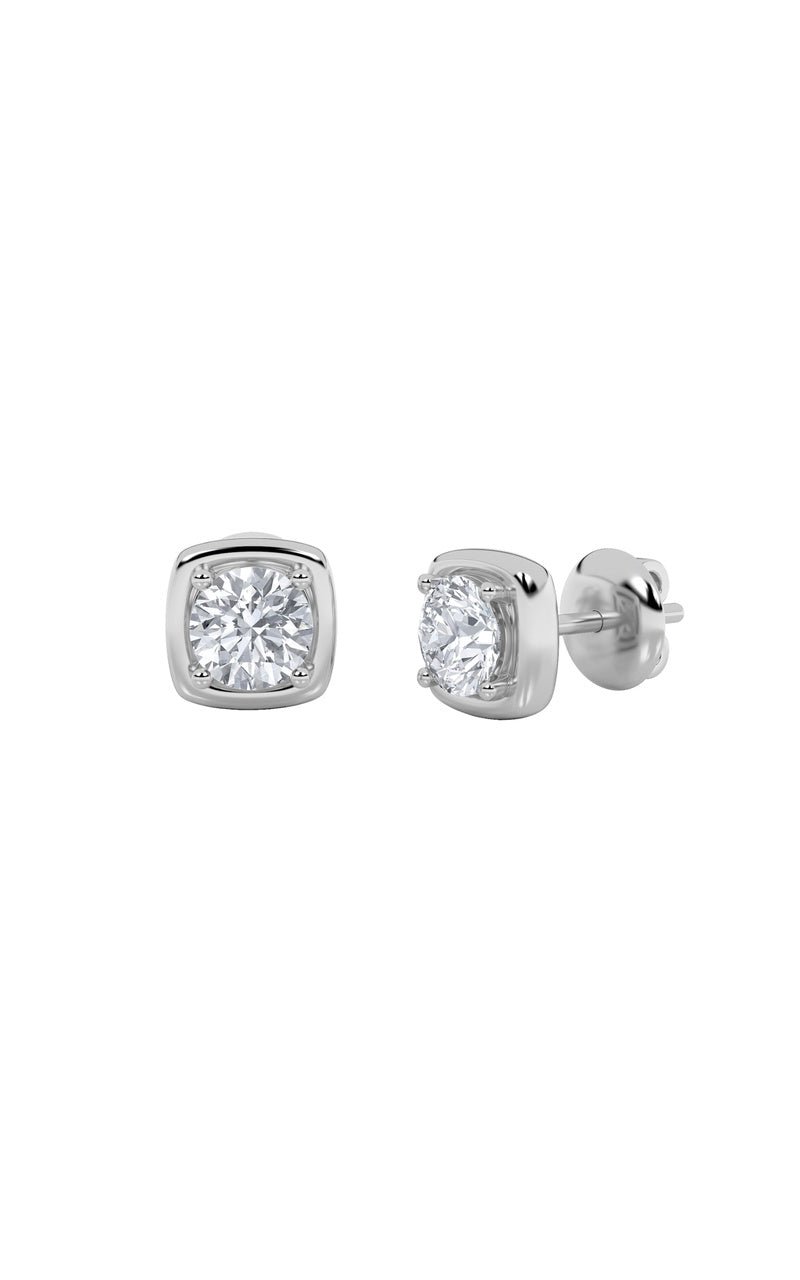 2CTW Round Shaped Lab Grown Diamond (F/VS) Stud Earrings in 14K Gold
