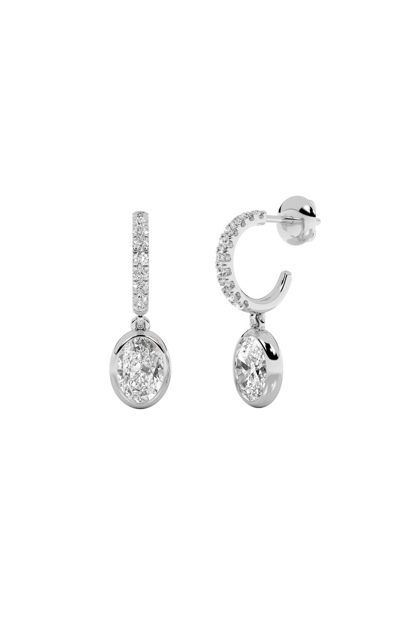 2Cttw Oval Shaped Lab Grown Diamond (F/VS) Dangle Earrings in 14K Gold