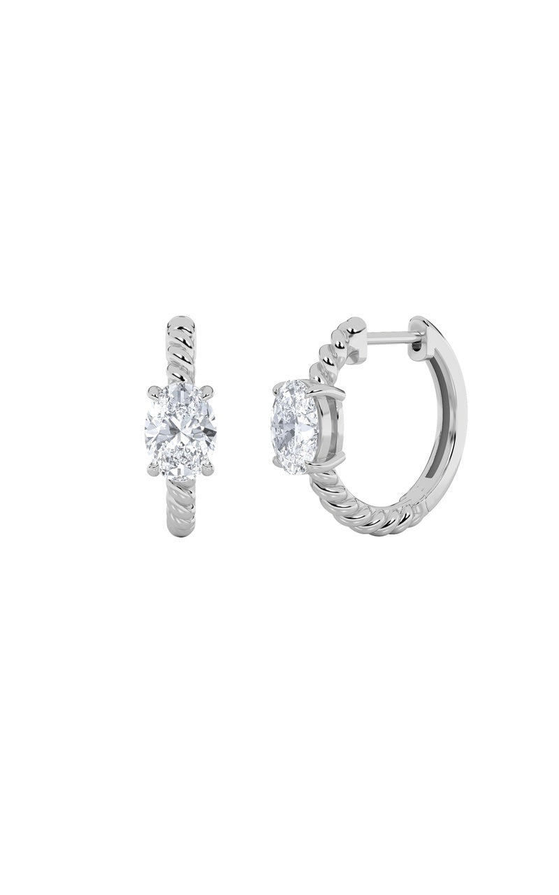 1CTW Oval Shaped Lab Grown Diamond (F/VS) Hoop Earrings in 14K Gold