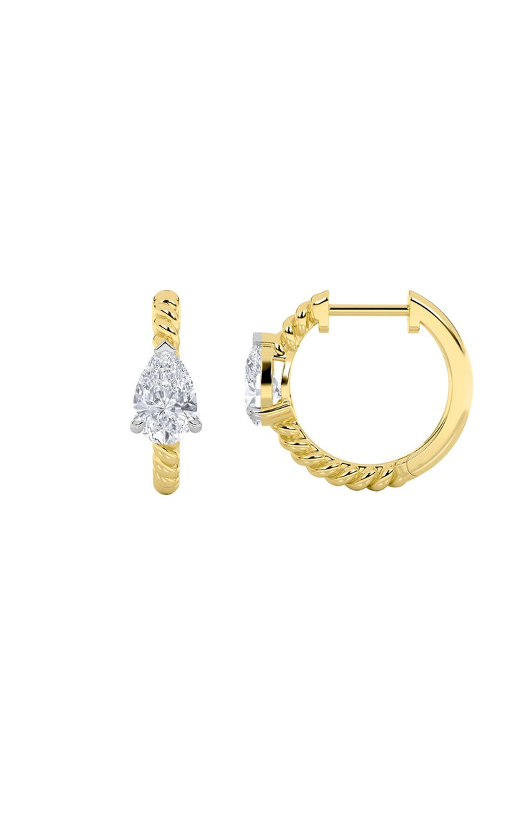 1CTW Pear Shaped Lab Grown Diamond (F/VS) Hoop Earrings in 14K Gold