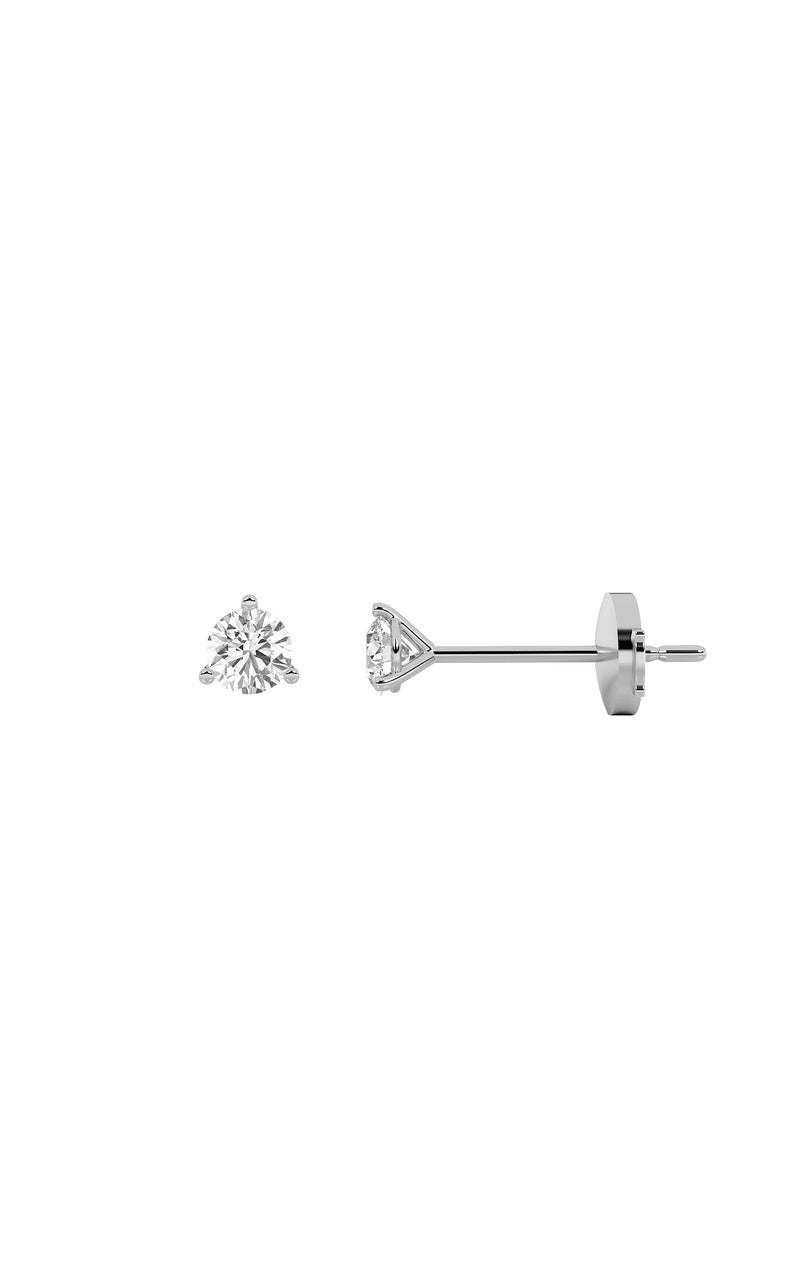 0.5CTW Round Shaped Lab Grown Diamond (G/VS) Three Prong Martini Stud Earrings in 14K Gold, 14K White Gold