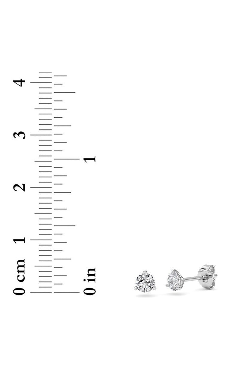0.5Cttw Round Shaped Lab Grown Diamond (F/VS) Three Prong Martini Stud Earrings in 14K Gold