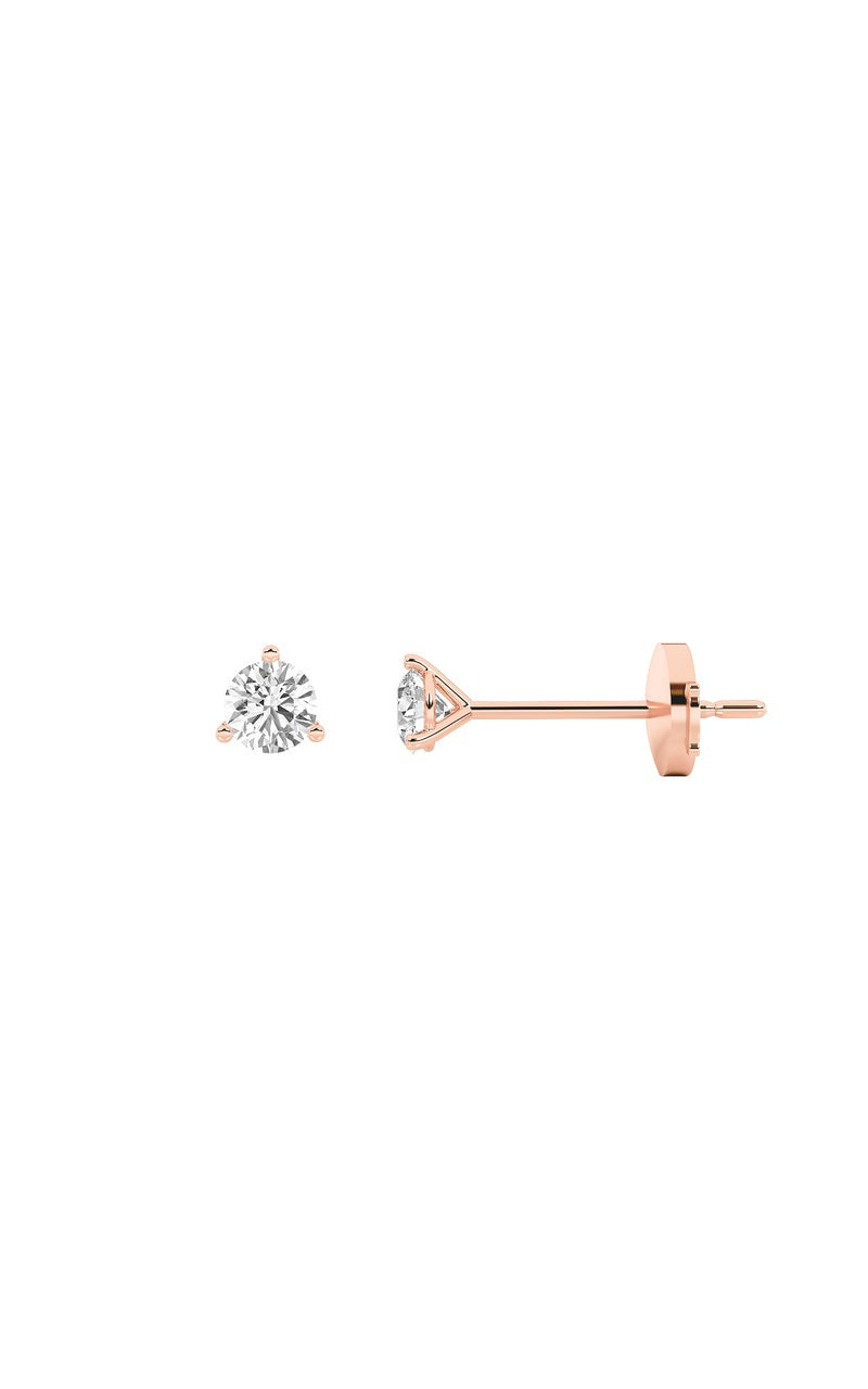 0.75Cttw Round Shaped Lab Grown Diamond (G/VS) Three Prong Martini Stud Earrings in 14K  Yellow Gold