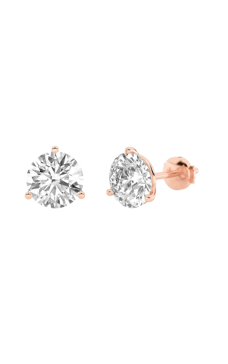 0.5CTW Round Shaped Lab Grown Diamond (G/VS) Three Prong Martini Stud Earrings in 14K Gold